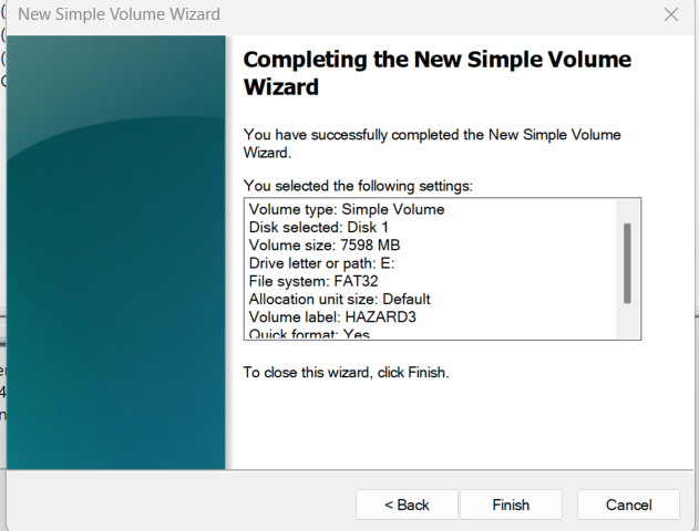 Windows HAZARD3 SD volume